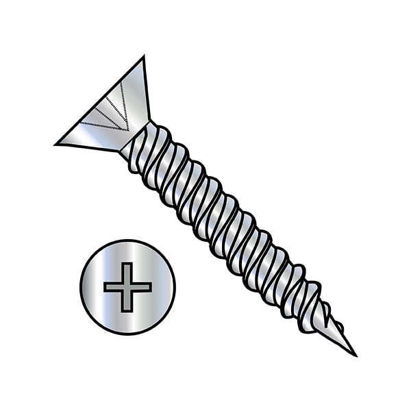 Wood Screw, #6, 5/8 in, Zinc Plated Steel Flat Head Phillips Drive, 10000 PK