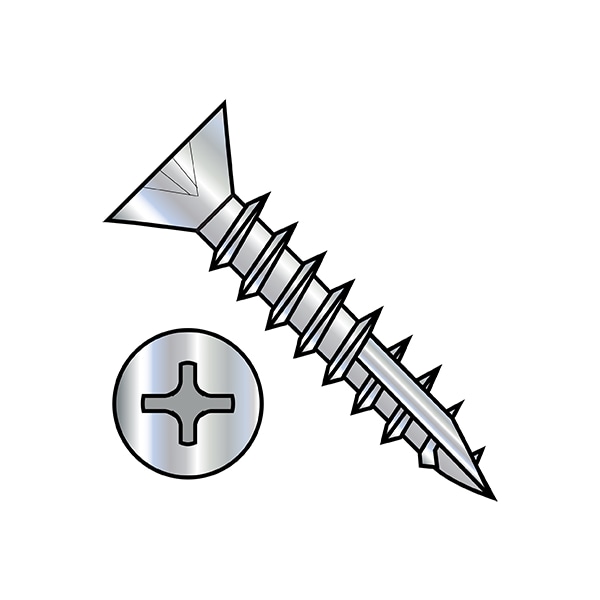 Wood Screw, #6, 3/4 in, Nickel Steel Flat Head Phillips Drive, 10000 PK