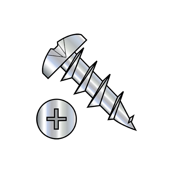 Wood Screw, #6, 7/16 in, Zinc Plated Steel Pan Head Phillips Drive, 10000 PK
