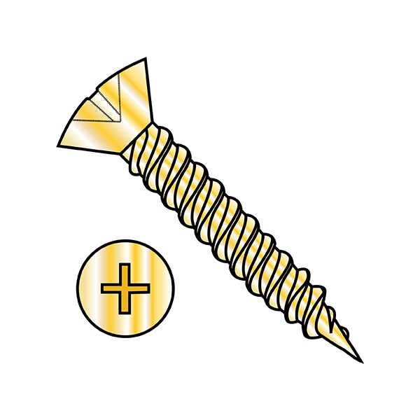 Wood Screw, #6, 5/8 in, Plain Brass Oval Head Phillips Drive, 10000 PK