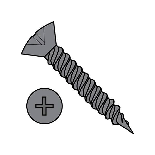 Wood Screw, #6, 5/8 in, Plain Steel Oval Head Phillips Drive, 10000 PK