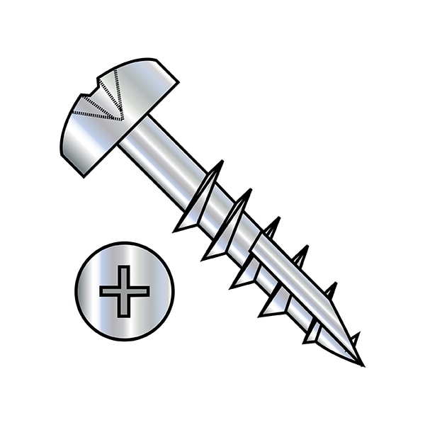Wood Screw, #8, 1-1/2 in, Zinc Plated Steel Pan Head Phillips Drive, 2500 PK
