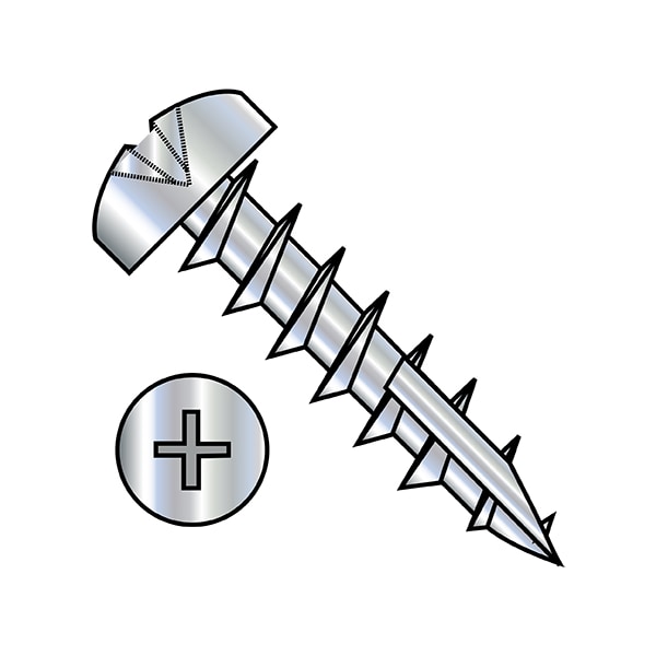 Wood Screw, #8, 7/8 in, Zinc Plated Steel Pan Head Phillips Drive, 5000 PK