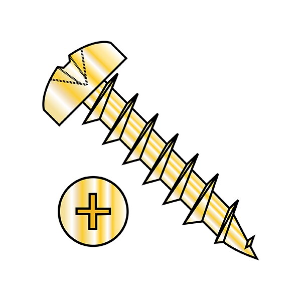 Wood Screw, #8, 5/8 in, Plain Brass Pan Head Phillips Drive, 8000 PK