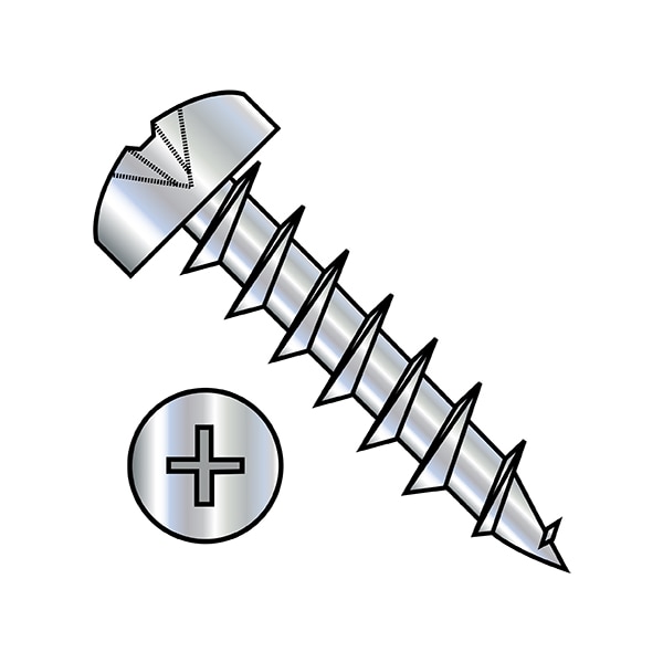 Wood Screw, #10, 3/4 in, Nickel Steel Pan Head Phillips Drive, 6000 PK