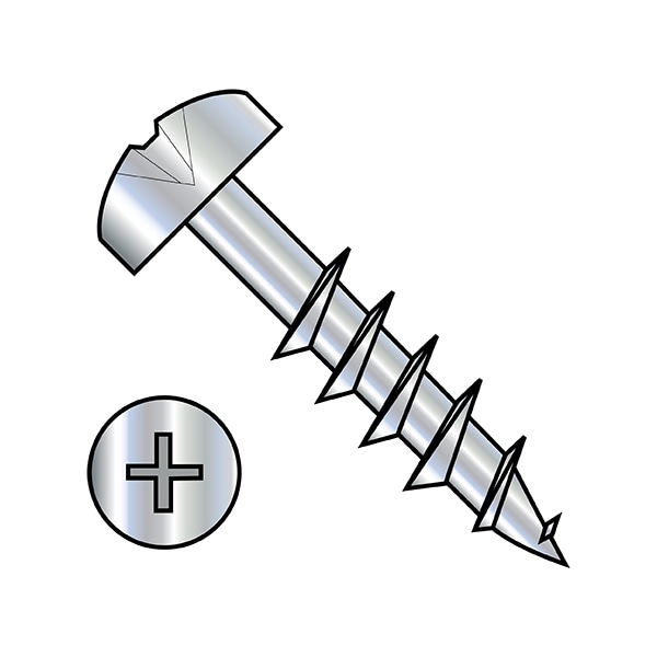 Wood Screw, #8, 1-1/4 in, Zinc Plated Steel Pan Head Phillips Drive, 5500 PK