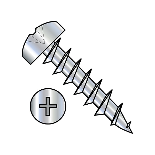 Wood Screw, #8, 5/8 in, Zinc Plated Steel Pan Head Phillips Drive, 9000 PK