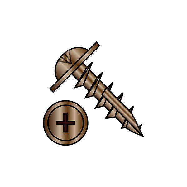 Wood Screw, #7, 7/8 in, Plain Brass Flange Round Head Phillips Drive, 5000 PK