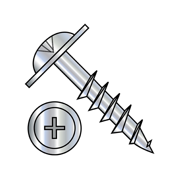 Wood Screw, #8, 1-1/8 in, Zinc Plated Steel Round Head Phillips Drive, 5000 PK