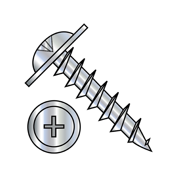 Wood Screw, #8, 1 in, Zinc Plated Steel Flange Round Head Phillips Drive, 7000 PK