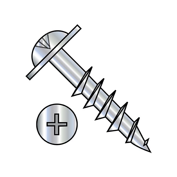 Wood Screw, #8, 2-1/2 in, Zinc Plated Steel Flange Round Head Phillips Drive, 3000 PK