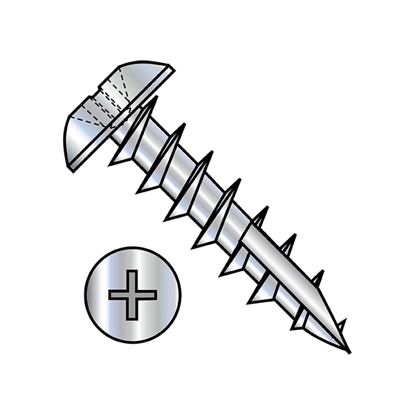 Wood Screw, #8, 5/8 in, Zinc Plated Steel Truss Head Phillips Drive, 8000 PK