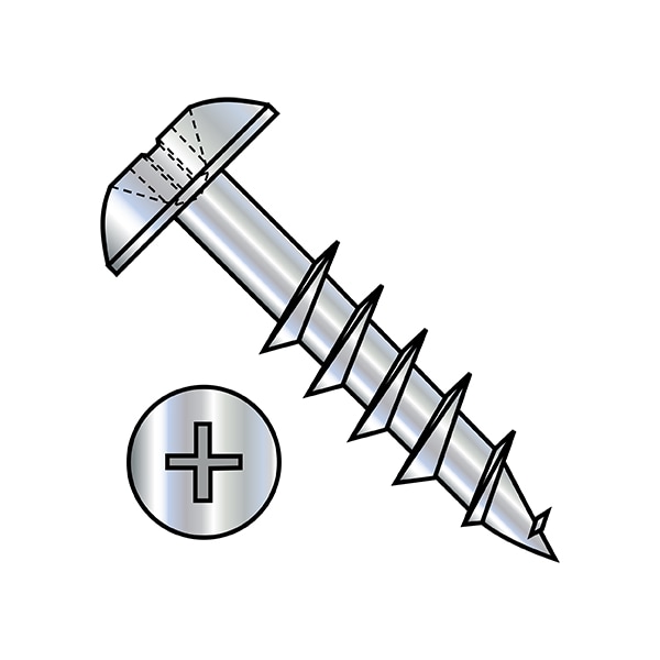 Wood Screw, #8, 3/4 in, Zinc Plated Steel Truss Head Phillips Drive, 10000 PK