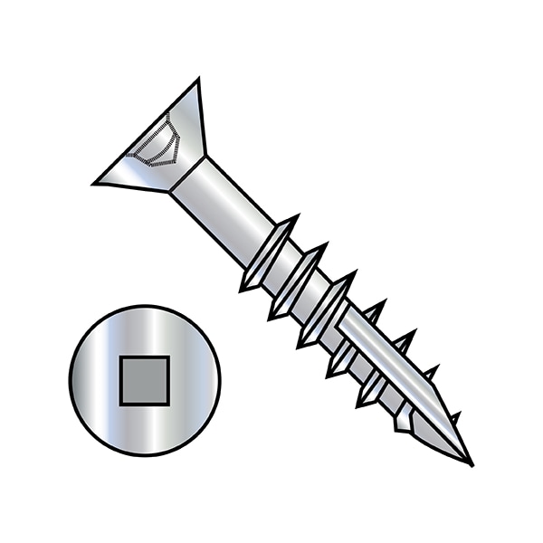 #2, Wood Screw, Zinc Plated 1-1/4 in L, 5000 PK