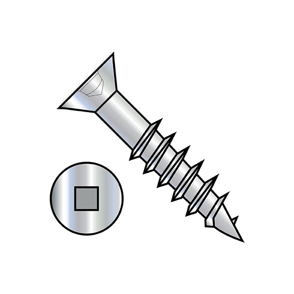 Wood Screw, #8, 3-1/2 in, Zinc Plated Steel Flat Head Square Drive, 1300 PK