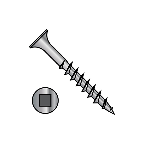 Deck Screw, #10 x 2 in, Steel, Flat Head, Square Drive, 1500 PK