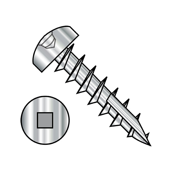 Wood Screw, #6, 5/8 in, Plain 18-8 Stainless Steel Pan Head Square Drive, 3000 PK