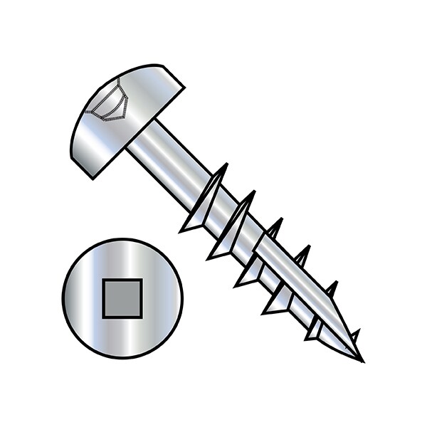 Wood Screw, #7, 1-1/2 in, Zinc Plated Steel Pan Head Square Drive, 3500 PK