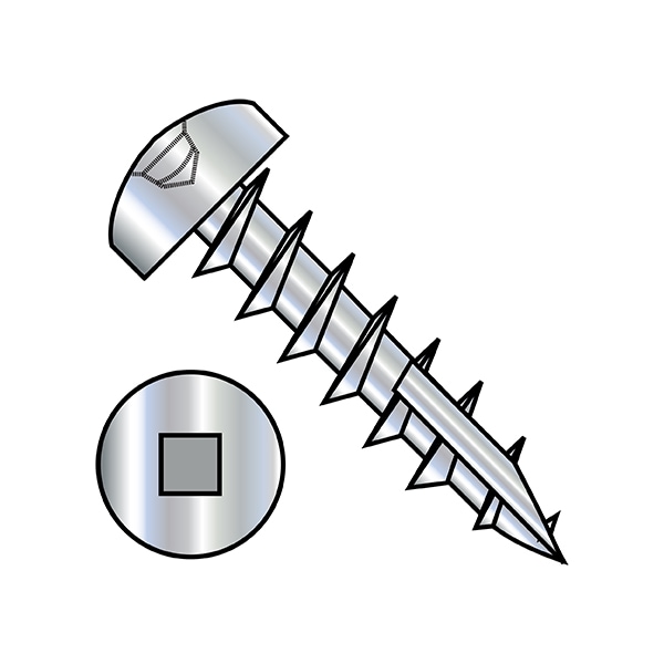 Wood Screw, #8, 3/4 in, Zinc Plated Steel Pan Head Square Drive, 6000 PK
