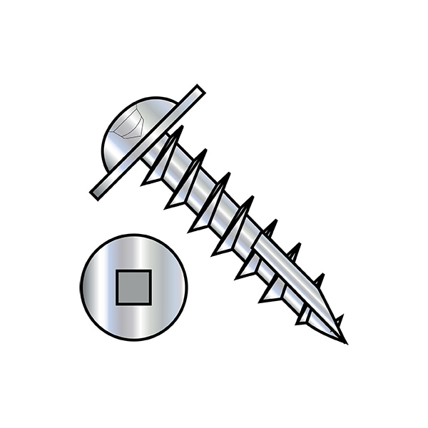 Wood Screw, #8, 7/8 in, Zinc Plated Steel Round Head Square Drive, 5000 PK