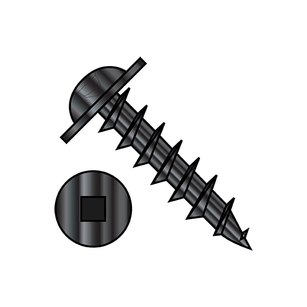 Wood Screw, #8, 5/8 in, Black Oxide Steel Round Head Square Drive, 6000 PK