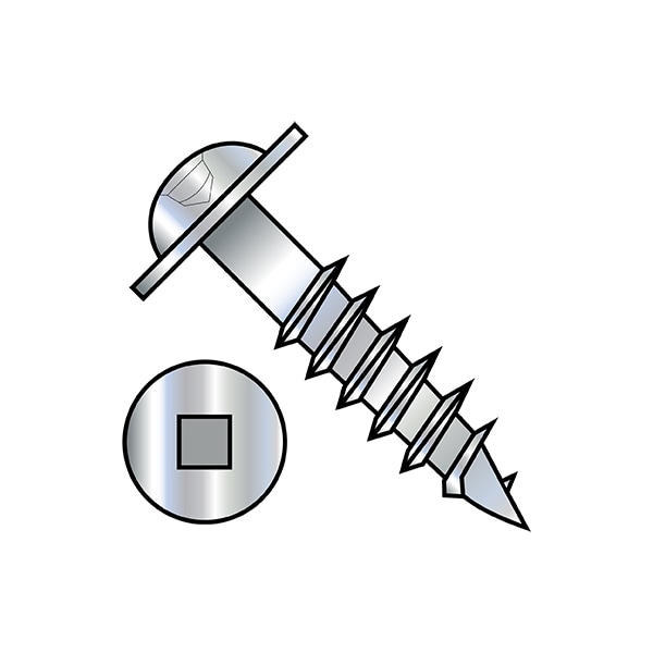 Wood Screw, #8, 3-1/2 in, Zinc Plated Steel Flange Round Head Square Drive, 1300 PK
