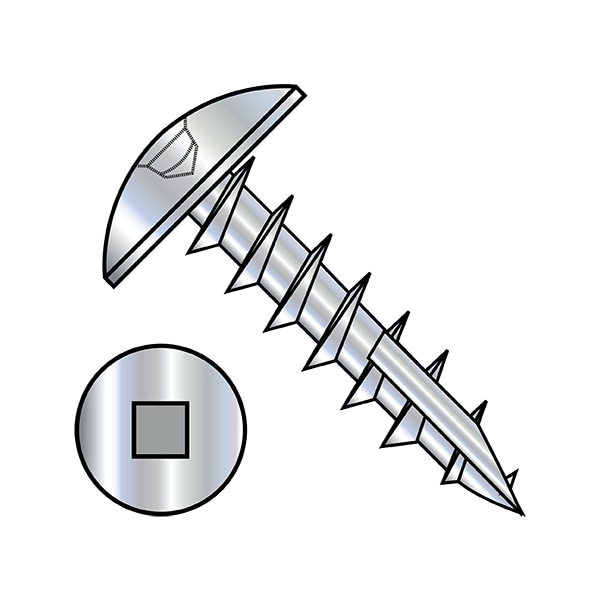 Wood Screw, #2, 3/4 in, Zinc Plated Steel Truss Head Square Drive, 6000 PK
