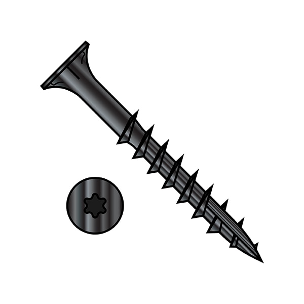 Wood Screw, #9, 2-1/2 in, Black Oxide Steel Flat Head Torx Drive, 2200 PK