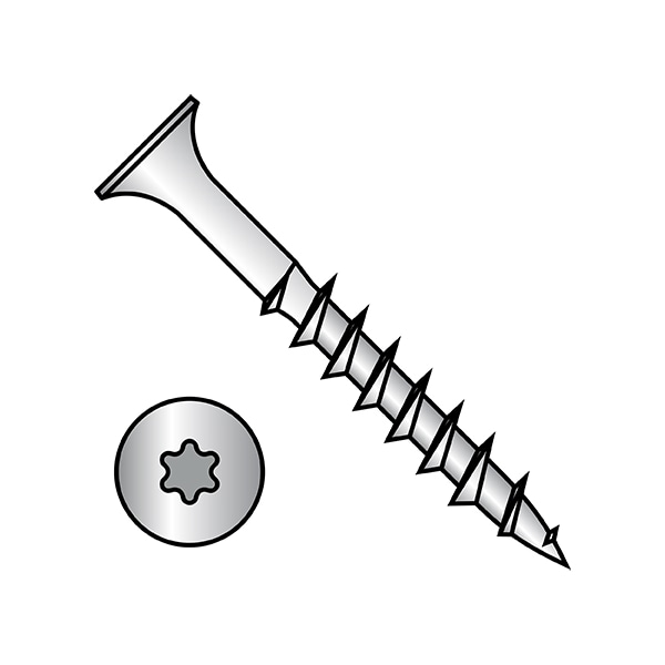 Deck Screw, #10 x 2 in, Steel, Flat Head, Torx Drive, 1000 PK