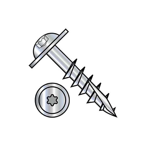 Wood Screw, #10, 3 in, Zinc Plated Steel Round Head Torx Drive, 1500 PK