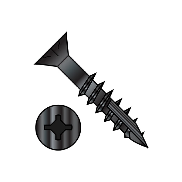 Wood Screw, #9, 2-1/2 in, Black Steel Flat Head Square Drive, 1500 PK