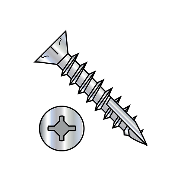 Wood Screw, #8, 1 in, Zinc Plated Steel Flat Head Combination Phillips/Slotted Drive, 10000 PK