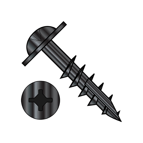 Wood Screw, #8, 1-3/4 in, Black Oxide Stainless Steel Round Head Phillips Drive, 2000 PK