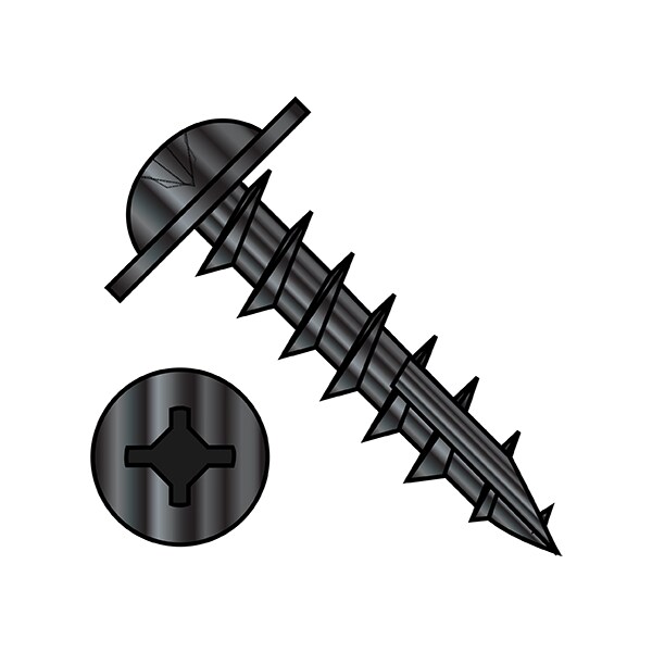 Wood Screw, #8, 3/4 in, Black Oxide Stainless Steel Flange Round Head Square Drive, 6000 PK