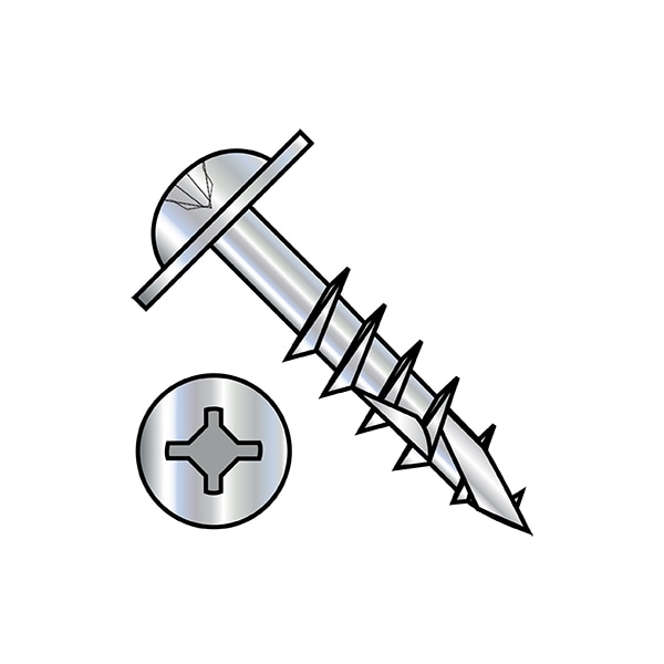 Wood Screw, #10, 3 in, Zinc Plated Round Head Square Drive, 2000 PK