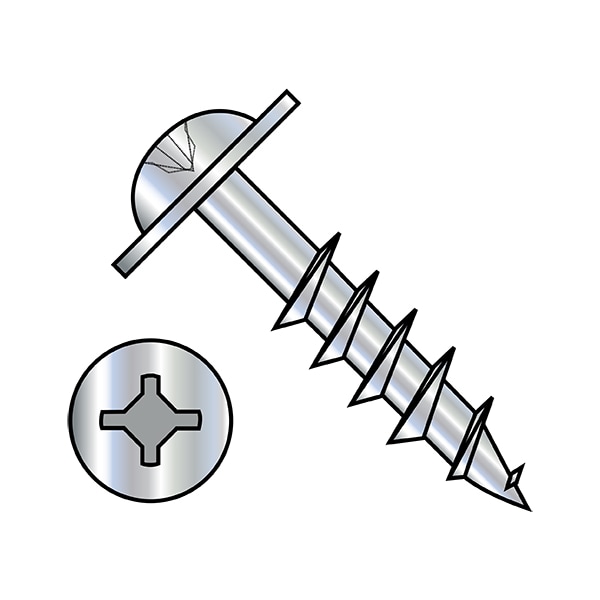Wood Screw, #8, 2-1/4 in, Zinc Plated Steel Round Head Phillips Drive, 1500 PK