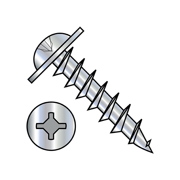 Wood Screw, #8, 1 in, Zinc Plated Steel Round Head Phillips Drive, 4000 PK