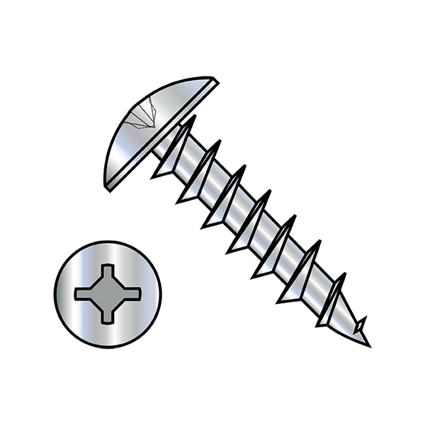 Wood Screw, #8, 7/16 in, Zinc Plated Steel Truss Head Phillips Drive, 10000 PK