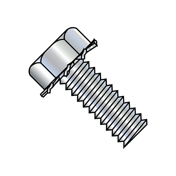 #10-24 x 1/2 in Hex Hex Machine Screw, Zinc Plated Steel, 5000 PK