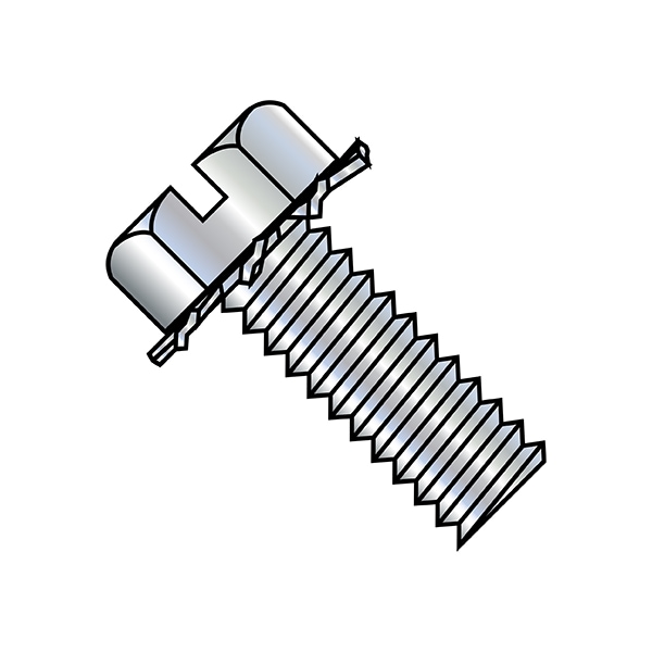 #10-24 x 1/2 in Slotted Hex Machine Screw, Zinc Plated Steel, 5000 PK