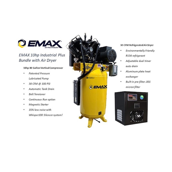 Compressor, Verticle, 58CFM, Dryer Bundle - 208 Voltage