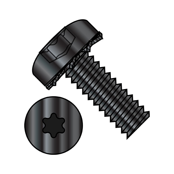 #6-32 x 1/4 in Torx Pan Machine Screw, Zinc Black Steel, 10000 PK