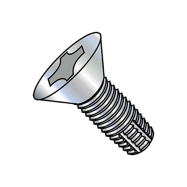 #2-56 x Thread Cutting Screw, Zinc Plated Steel, 1/4 in L, 10000 PK