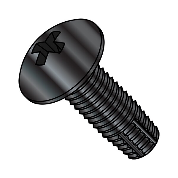 Thread Cutting Screw, #8-32 x 5/16 in, Black Oxide Steel Truss Head Phillips Drive, 10000 PK