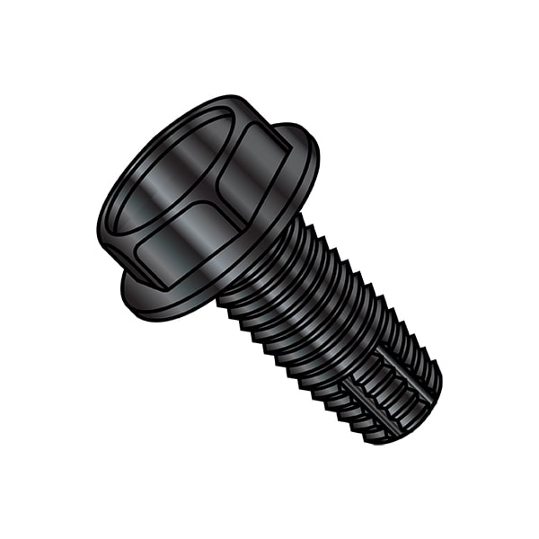 Thread Cutting Screw, 5/16"-18 x 1-1/2 in, Black Oxide Steel Hex Head Hex Drive, 1000 PK