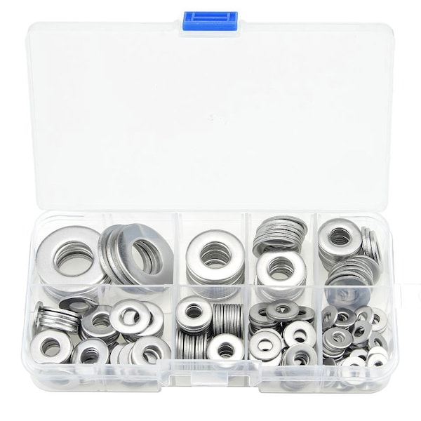 Washer Assortment, , 18-8 Stainless Steel Plain Finish, 318 PCS