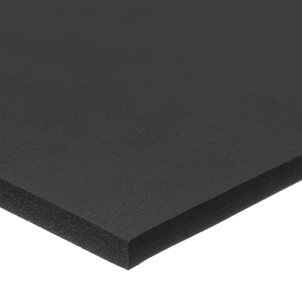 Foam Sheet, Open Cell, 12 in W, 12 in L, 1/2 in Thick, Black