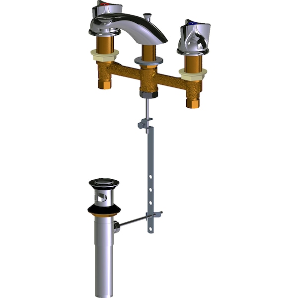 Manual Bathroom Faucet, 8" Mount, Chrome plated