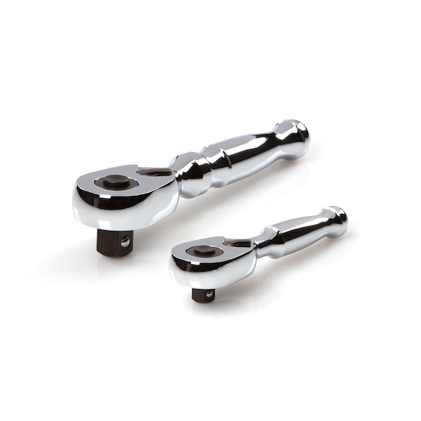 1/4, 3/8 Inch Drive Quick-Release Stubby Ratchet Set, 2-Piece (3, 4-1/2 in.)