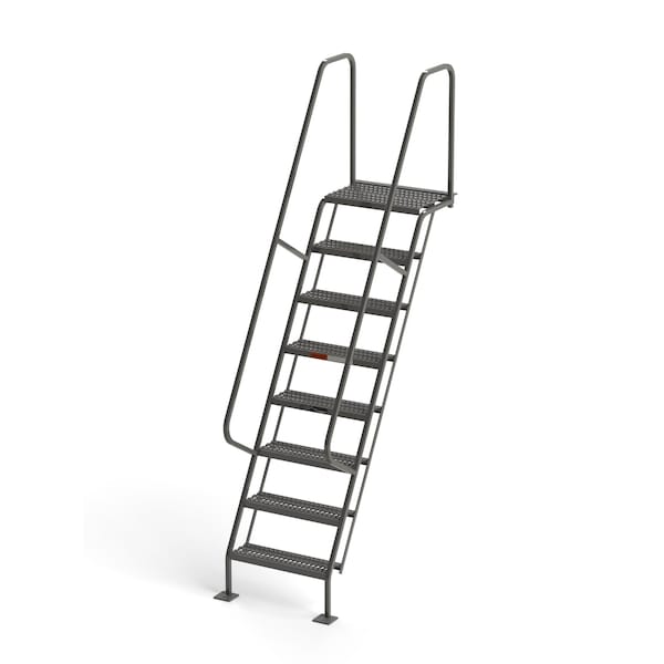 110" Overall H, All-Welded Access Stairway, 8 Steps, 300 lb. Load Capacity